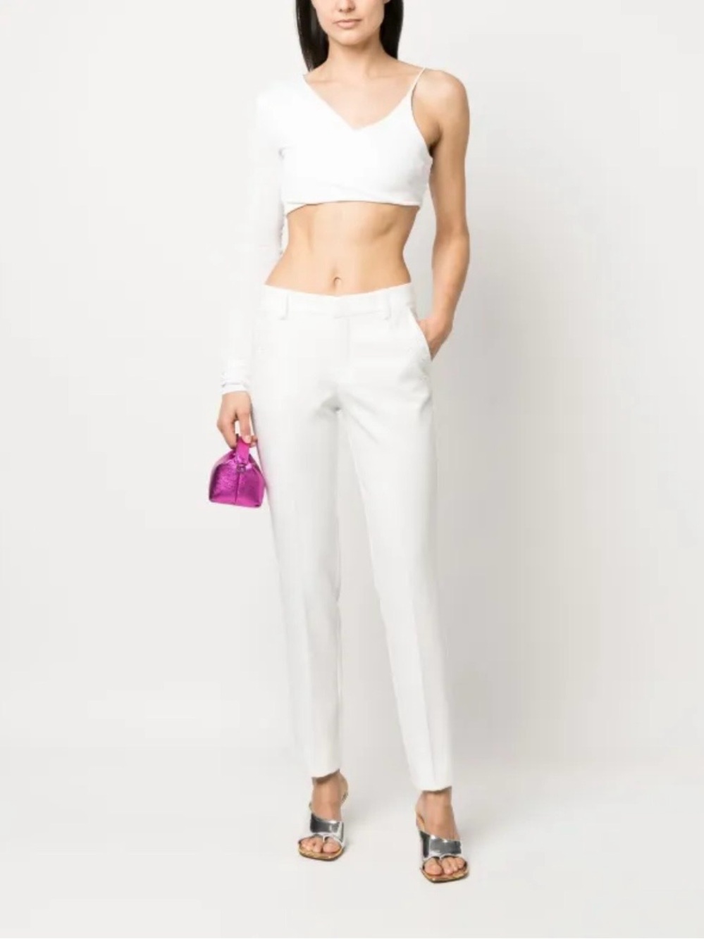Zadig & Voltaire Prune Strass Rain White Slim Trousers